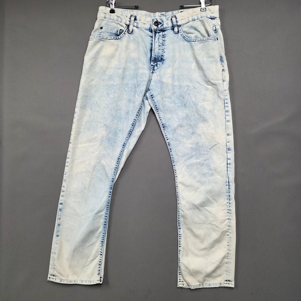 Buffalo Jeans Men's Ash-x Basic Skinny Stretch Acid Wash Blue 33x30